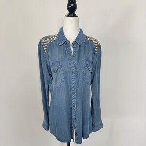Rails Silver Studded Chambray Denim Shirt – Size Medium